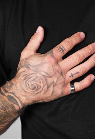 54 FLORAL BAND METAL SIGNET RING - SILVER