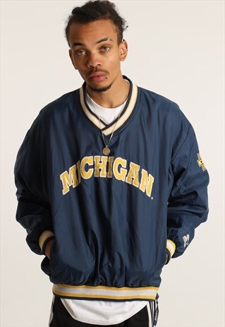 VINTAGE STARTER MICHIGAN EMBROIDERED LOGO SWEATSHIRT
