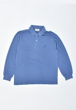 Vintage 90's Australian Polo Shirt Long Sleeve Loose Fit Blu