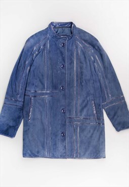 Zaspel '80s suede blue shoulder pads oversized jacket