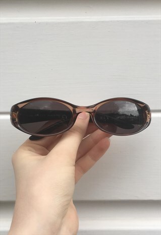 WOMENS VINTAGE 90S OVAL GUCCI SUNGLASSES IN BRONZE BROWN