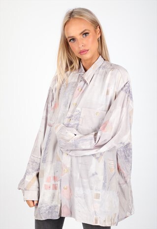 VINTAGE UNBRANDED LONG SLEEVE PATTERN SHIRT S346