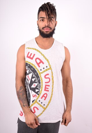 MENS VINTAGE VEST TOP MEDIUM GREY 90'S