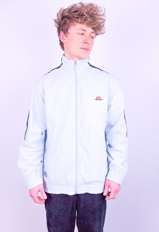 VINTAGE ELLESSE STRIPED JACKET IN BABY BLUE