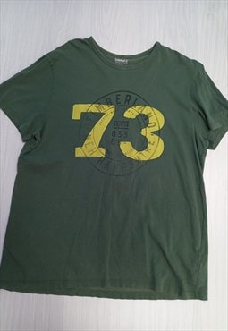 00's T-Shirt Khaki Green Short Sleeve Cotton