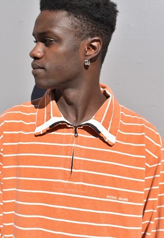 RARE STONE ISLAND 1/4 ZIP STRIPE TOP