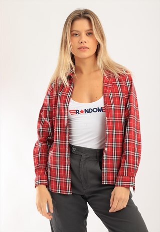 VINTAGE BURBERRY BUTTON-DOWN NOVA CHECK COTTON SHIRT