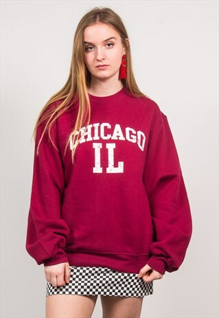 90'S VINTAGE CHICAGO USA MAROON SWEATSHIRT