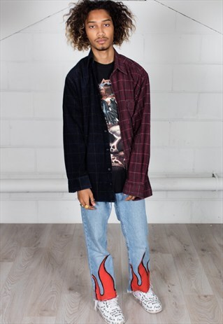 VINTAGE CORDUROY CHECKED RECONSTRUCTED UNISEX SHIRT