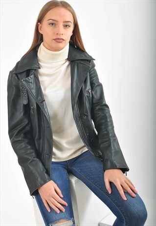 VINTAGE REAL LEATHER JACKET IN BLACK