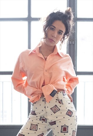 VINTAGE VERSACE MEDUSA LOGO CORAL LOOSE FIT SHIRT CORAL