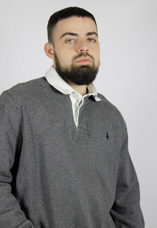 MENS POLO RALPH LAUREN LONGSLEEVE BUTTON GRAY SIZE XL