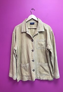 Vintage Corduroy Jacket Beige Cotton Button Up