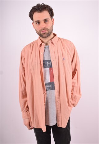POLO RALPH LAUREN MENS VINTAGE SHIRT XL ORANGE 90'S