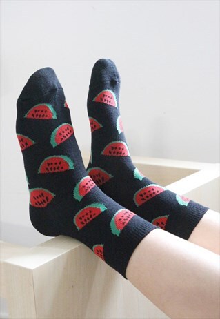WATERMELON PRINTED SOCKS - BLACK