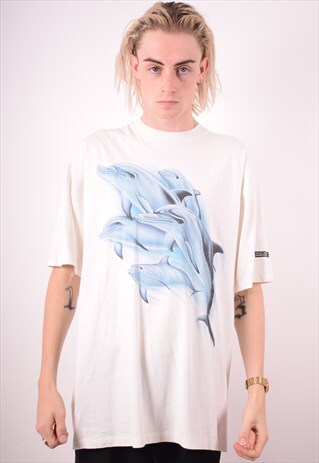 MENS VINTAGE T-SHIRT TOP XL WHITE 90S