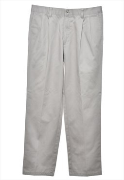 Vintage Light Grey Pleated Cotton Chinos - W34 L32