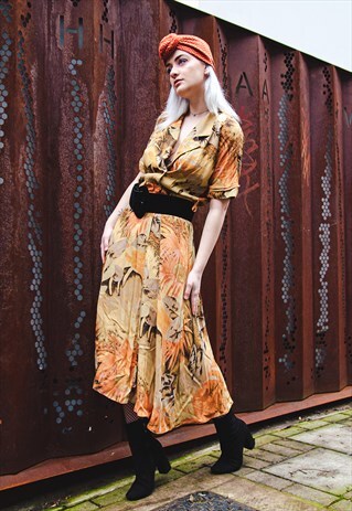 JAZZY PRINT VINTAGE MIDI DRESS