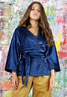 Blue Velvet Kimono Jacket