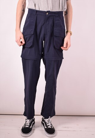 COLUMBIA MENS VINTAGE CARGO TROUSERS MEDIUM NAVY BLUE 90S