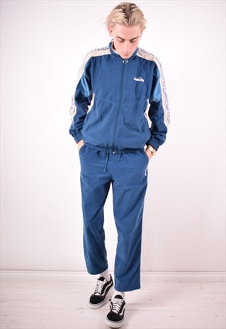 DIADORA MENS VINTAGE FULL TRACKSUIT MEDIUM BLUE 90S