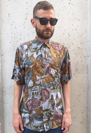VINTAGE FESTIVAL PRINT SHIRT SIZE S (415)