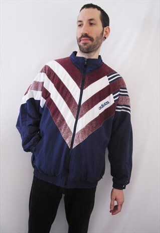 VINTAGE ADIDAS ORIGINALS PURPLE WINDBREAKER JACKET STRIPES