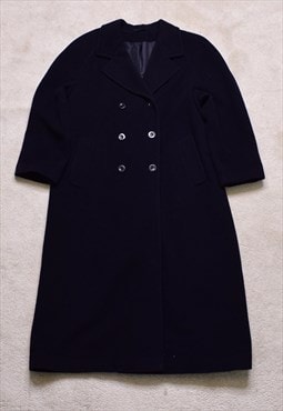 Women's Vintage 90s BHS Navy Wool Blend Overcoat Jacket