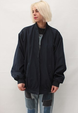VINTAGE 90' AMAZING CLASSIC NAVY BLUE UNISEX BOMBER JACKET