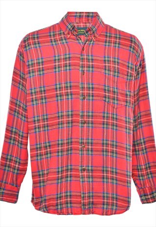 BEYOND RETRO VINTAGE CHECKED RED CLASSIC LONG SLEEVE SHIRT -