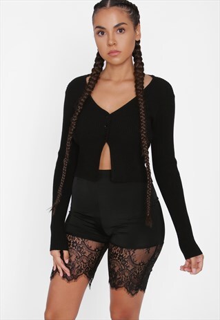 LACE TRIM BIKER SHORTS
