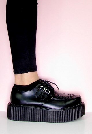 BLACK VEGAN LEATHER CREEPERS