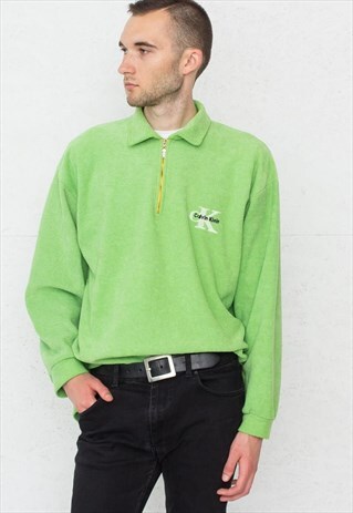 90S VINTAGE GREEN CK CALVIN KLEIN LONG SLEEVE POLO SHIRT