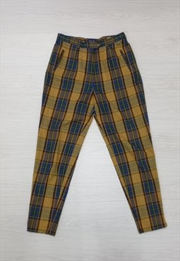 00s Daks Tartan Trousers Yellow Navy