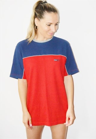 VINTAGE 90S TOMMY HILFIGER EMBROIDERED LOGO T-SHIRT TEE