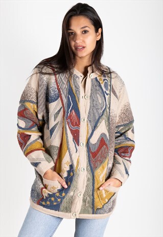 VINTAGE 80S COOGI STYLE KNITTED CARDIGAN /S0094