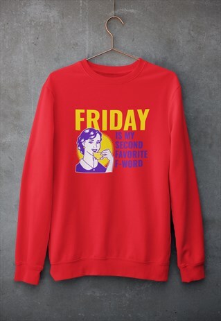 FRIDAY IS MY FAVORITE WORD RETRO PURPLE RED SWEATSHIRT