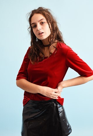 90'S RETRO VELVET GRUNGE SHIMMER KITSCH PARTY TOP