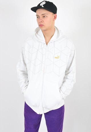 VINTAGE PUMA TRACK HOODIE IN WHITE
