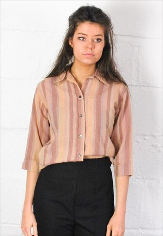 VINTAGE 70S STRIPE CROP SHIRT