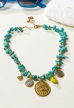 Turquoise Lemons and Lucky Charms Necklace