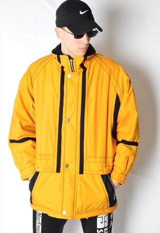 VINTAGE 90S MUSTARD YELLOW SHELL SKI JACKET