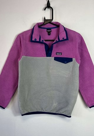 YOUTH'S MEDIUM PINK GREY PATAGONIA FLEECE