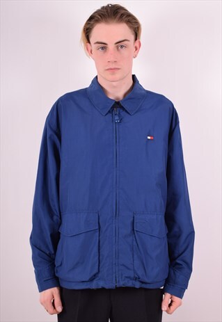 TOMMY HILFIGER MENS VINTAGE JACKET MEDIUM BLUE 90S