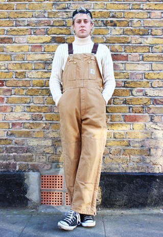 VINTAGE 90S CARHARTT TAN DENIM DUNGAREES