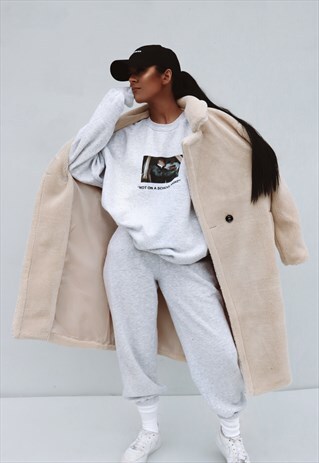 SLOGAN PRINT 'NOT ON A SCHOOL NIGHT' SWEATSHIRT IN GREY