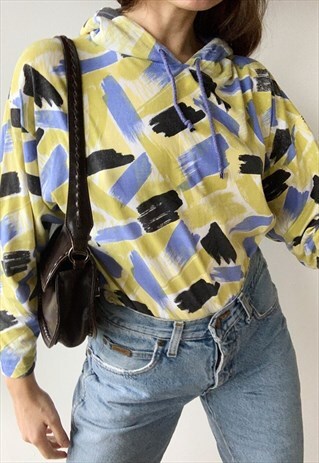 VINTAGE 80S PAINT BRUSH MULTICOLOR SWEATSHIRT JUMPER HOODIE