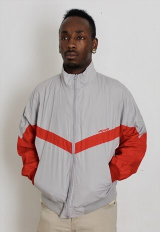 VINTAGE GREY ADIDAS TRACK JACKET SMALL/MEDIUM