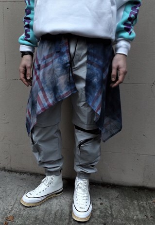 UNISEX CHECK SKIRT TIE DYE CHECK SHIRT BOTTOM FOR LAYERING