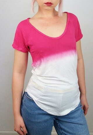 VINTAGE 90'S SHEER TOP OMBER PINK WHITE